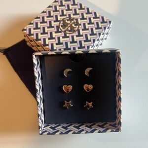 Tory Burch Moon Star Heart Stud Earrings Gold Silver Rose